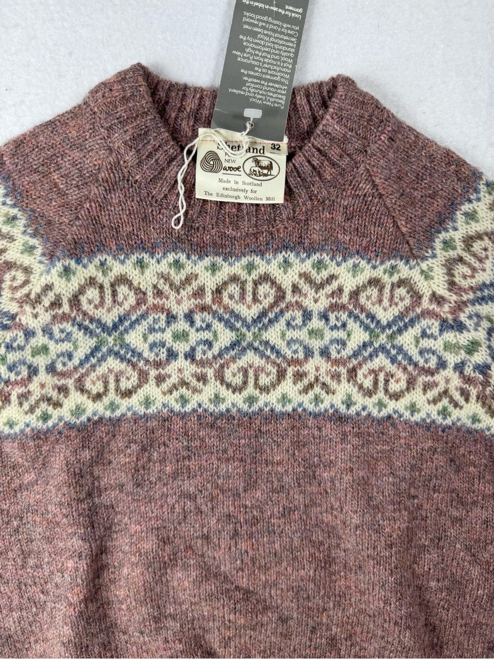 Shetland Fair Isle Wool‎ Sweater Girls 7/8 Made In Scotland NWT - Picture 3 of 8